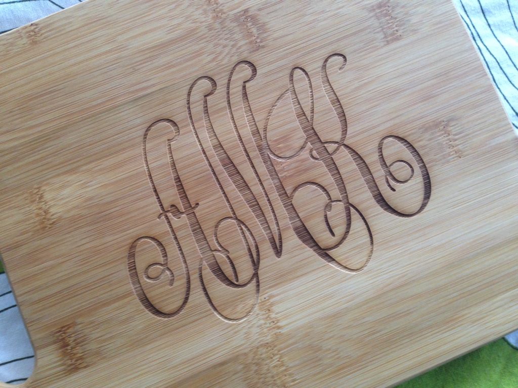 Monogrammed cutting board from Embossed Graphics