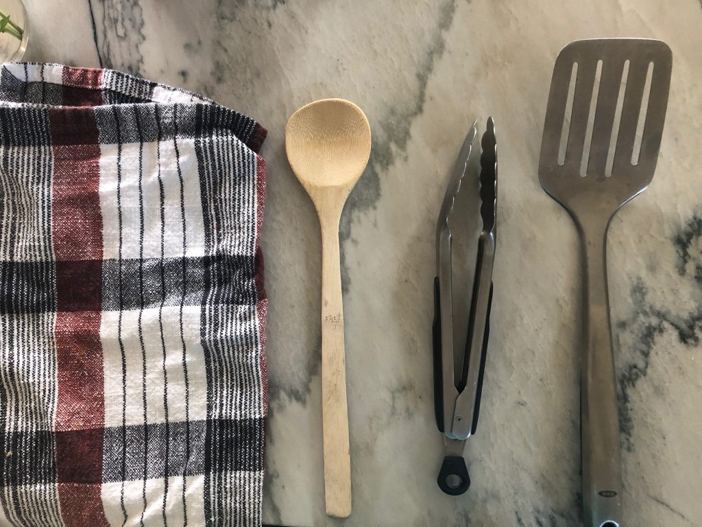 cooking utensils on counter
