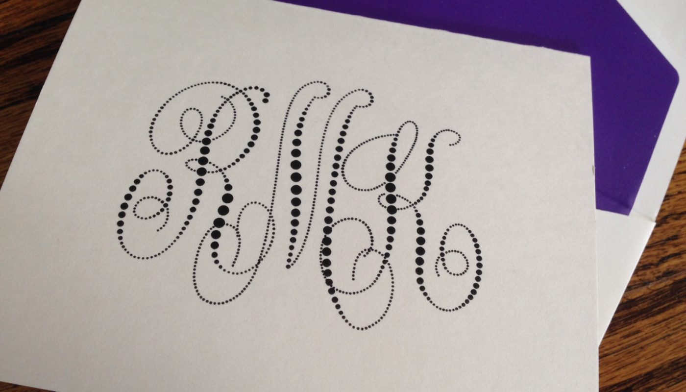 Pearl String Monogram Note by Embossed Graphics