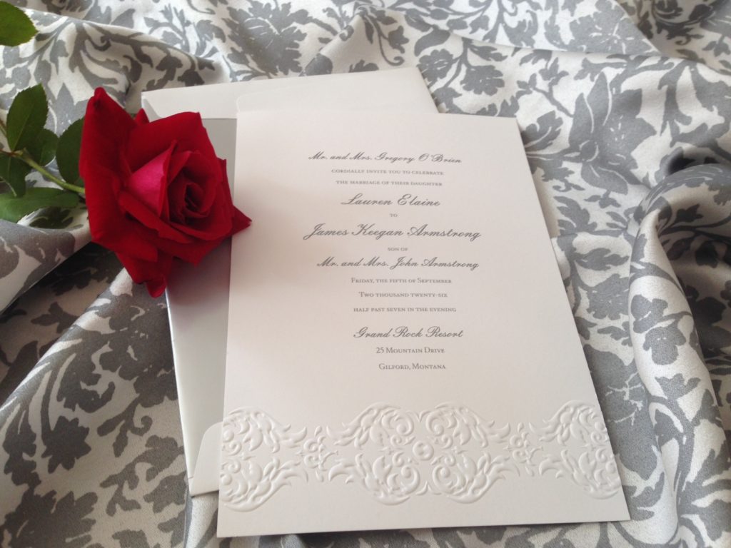 Silver Leaf Wedding Invitation by Embossed Graphics