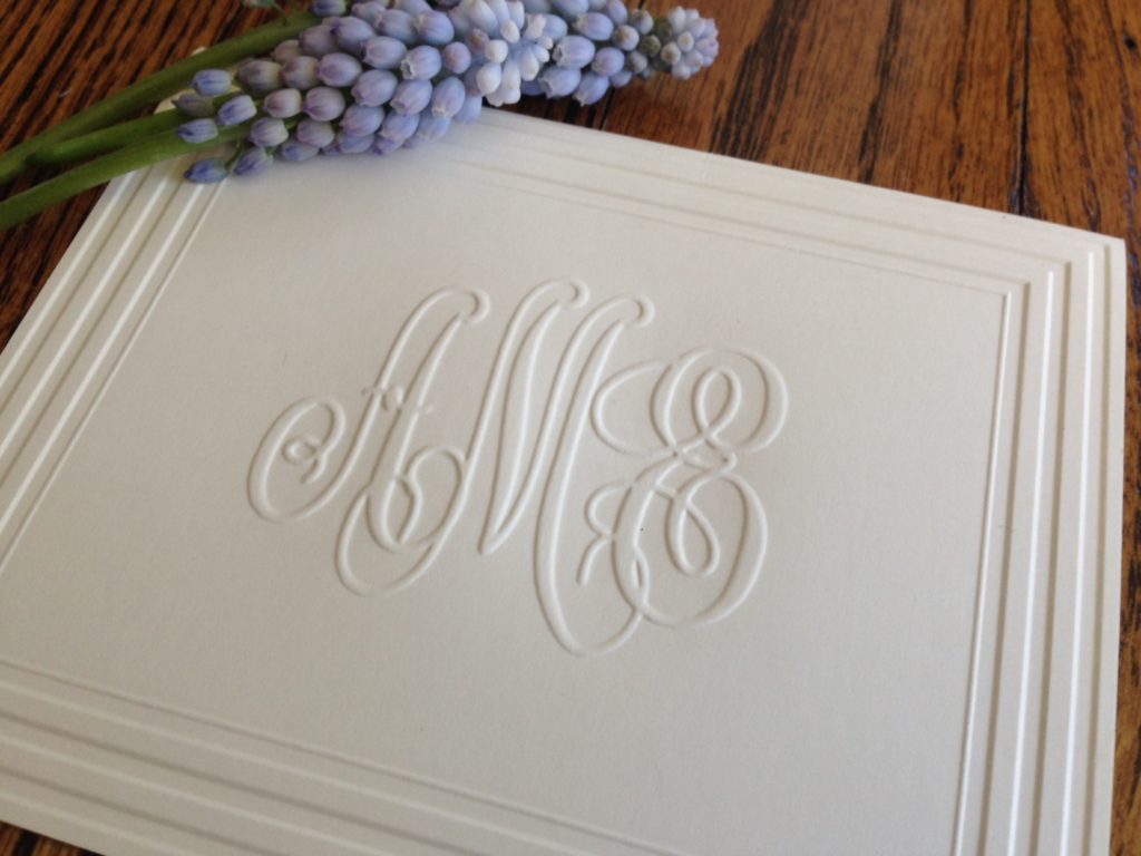 Classic Frame Monogram Note from Embossed Graphics