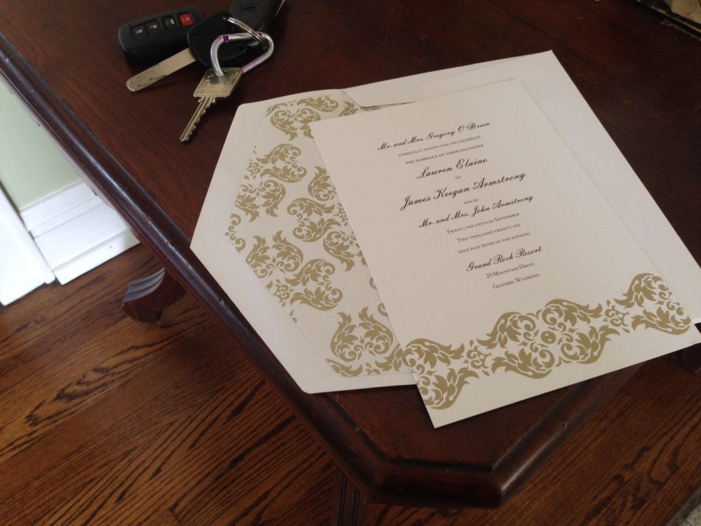 Matte ink invitations from Embossed Graphics