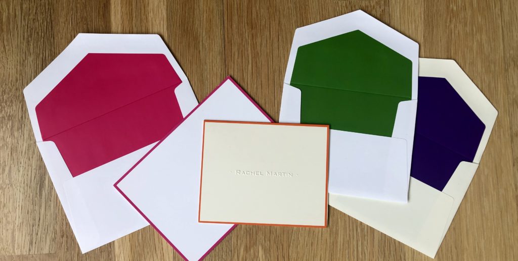 Colorful stationery for 2022, including envelope linings and borders