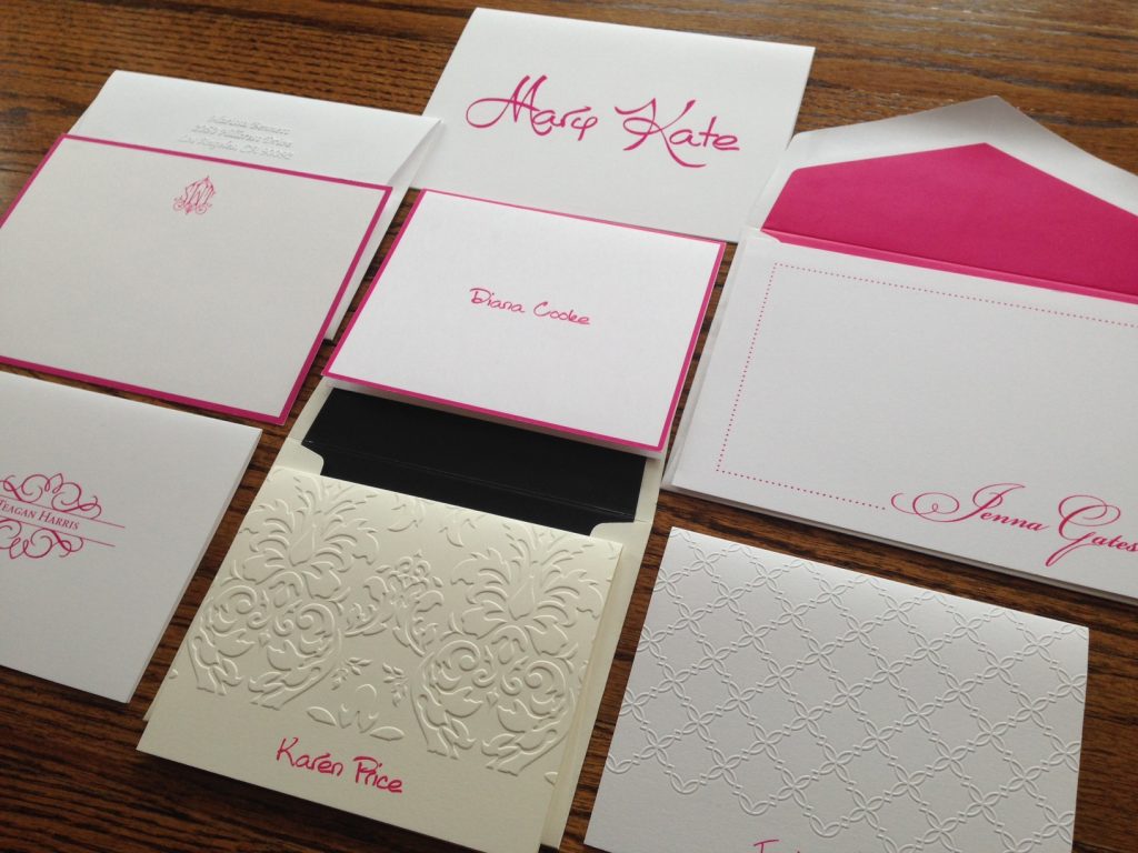 upgrades and options on personalized stationery from Embossed Graphics