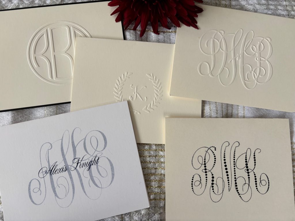 Monogrammed Folded Notes from Embossed Graphics