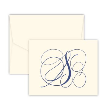 Navy Flourish Note - Single Thick