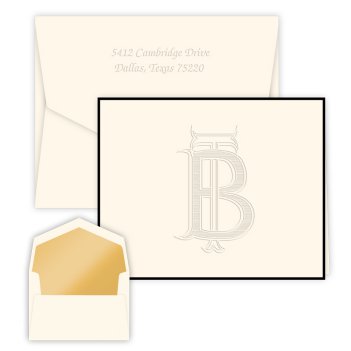 Unity Two Letter Monogram Note - Embossed