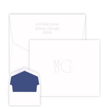 Stacked Monogram Note - Embossed