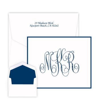 Pearl String Monogram Note - Raised Ink