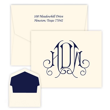 Victoria Monogram Note - Raised Ink