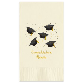 Graduation Cap Guest Towel - Printed