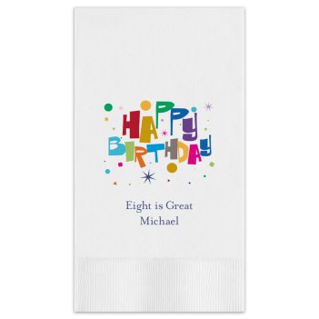 Happy Birthday Celebration Guest Towel - Printed