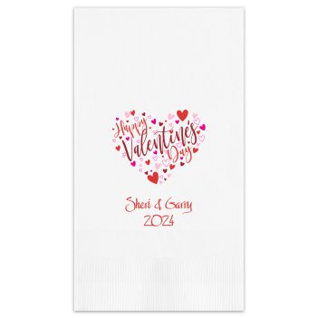 Happy Valentines Day Hearts Guest Towel - Printed