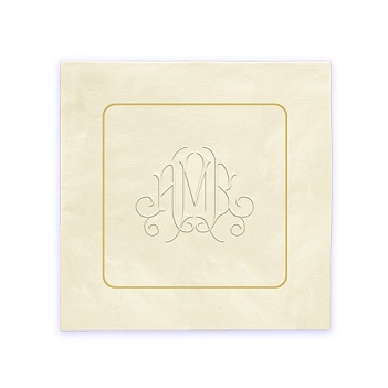 Camden Foil-Frame Monogram Napkin - Embossed