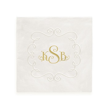 Camden Embossed-Frame Monogram Napkin - Foil-Pressed