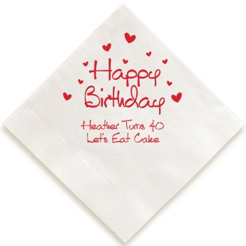 Birthday Heart Napkin - Foil-Pressed