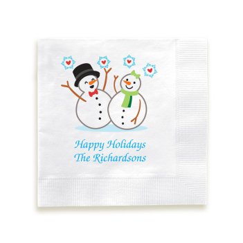 Snowman Couple Napkin - Printed