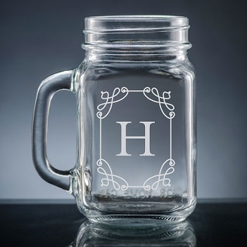 Stately Initial Mason Jar