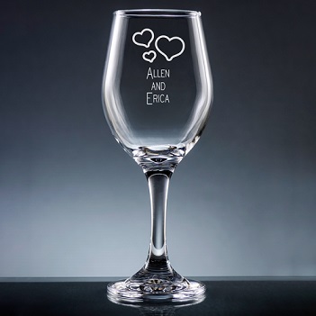 Couples' Names Personalized Nuptial Wine Glass with Stem