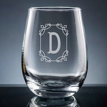 Stately Initial Stemless Wine Glass