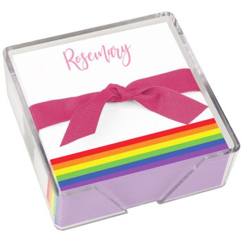 Rainbow Memo Square - White with holder