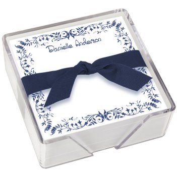 Floral Vine Memo Square - White with holder