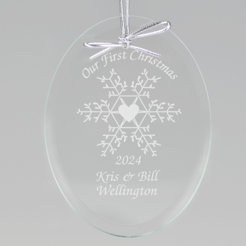 Our First Christmas Snowflake Keepsake Ornament - Oval