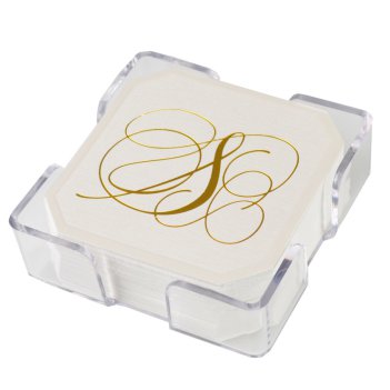 Flourish Coaster - Gold Foil-Pressed with holder