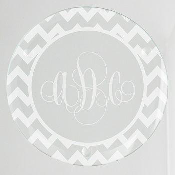 Reynosa Chevron Monogram Glass Coaster